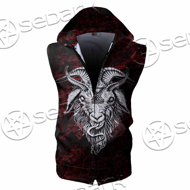 Satanic Symbols Zip Sleeveless Hoodie