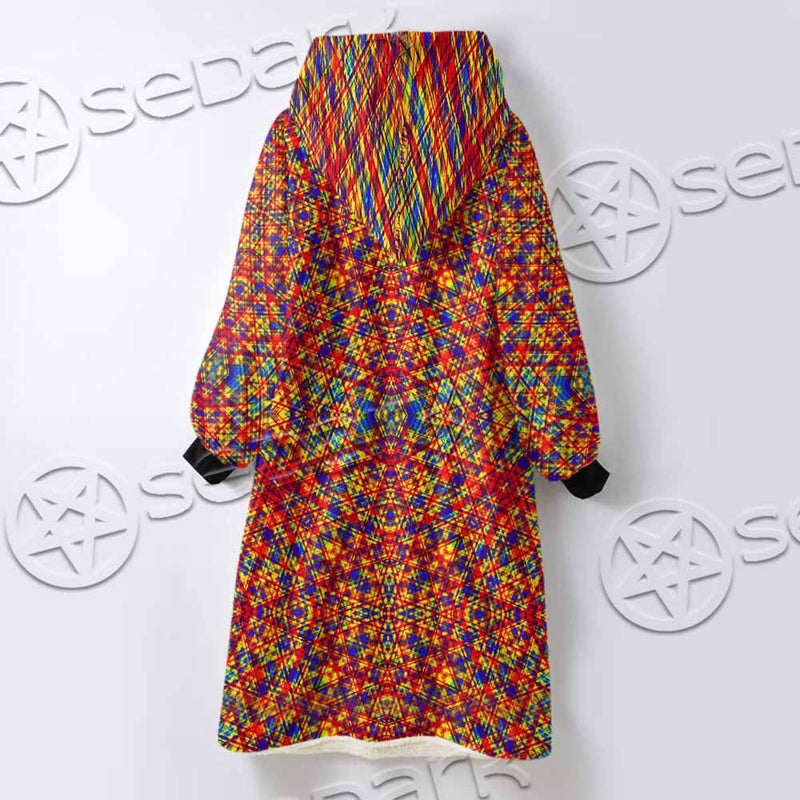 Psychedelic Seamless Pattern SED-1029 Oversized Sherpa Blanket Hoodie