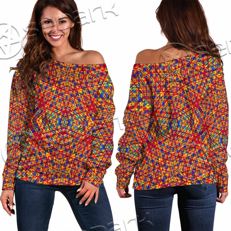 Psychedelic Seamless Pattern SED-1029 Off Shoulder Sweaters