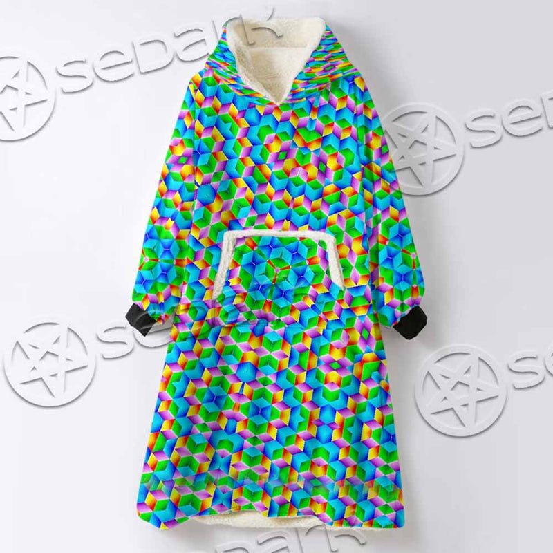 Psychedelic Sacred Geometry SED-1030 Oversized Sherpa Blanket Hoodie