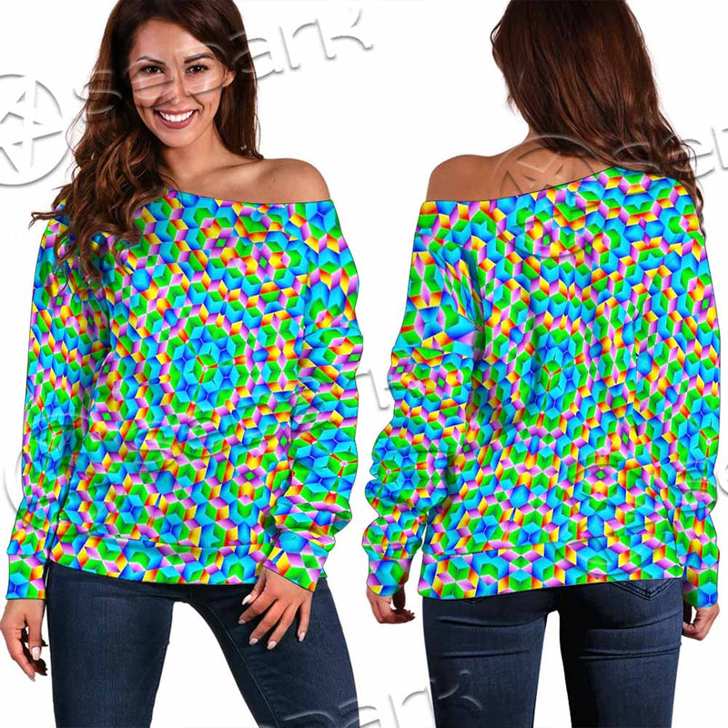 Psychedelic Sacred Geometry SED-1030 Off Shoulder Sweaters
