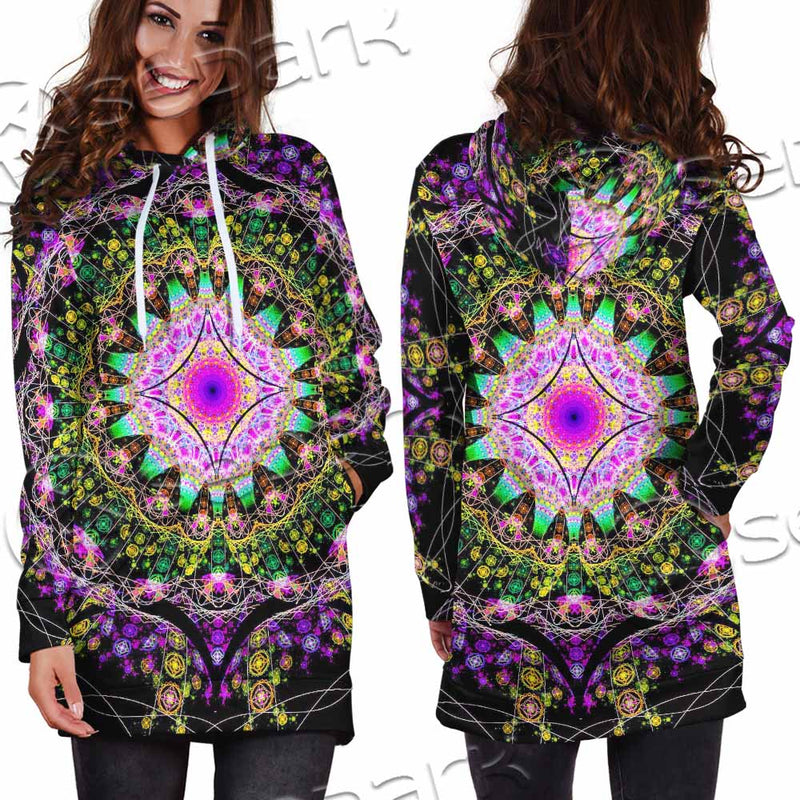 Colorful Mandala Fractal Pattern Trippy SED-1031 Hoodie Dress