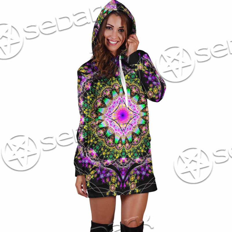 Colorful Mandala Fractal Pattern Trippy SED-1031 Hoodie Dress