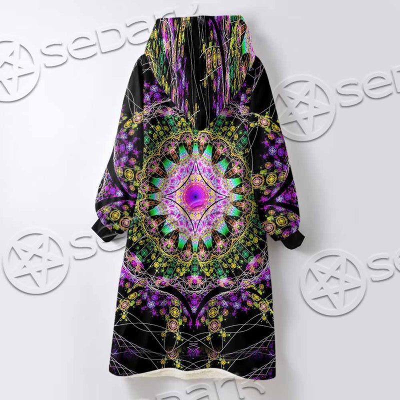Colorful Mandala Fractal Pattern Trippy SED-1031 Oversized Sherpa Blanket Hoodie