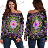 Colorful Mandala Fractal Pattern Trippy SED-1031 Off Shoulder Sweaters