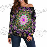 Colorful Mandala Fractal Pattern Trippy SED-1031 Off Shoulder Sweaters