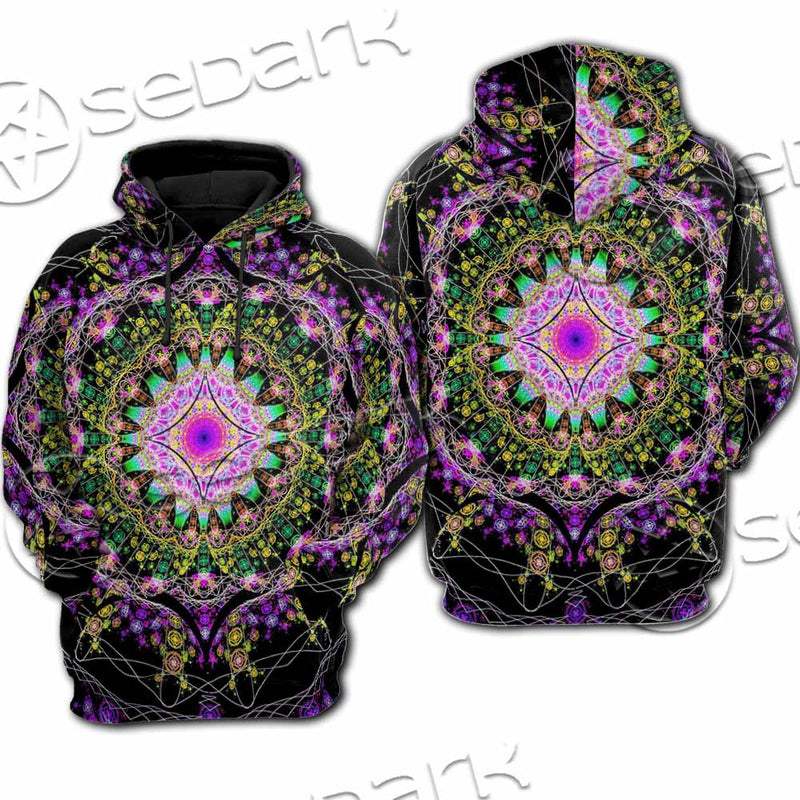 Colorful Mandala Fractal Pattern Trippy SED-1031 Hoodie & Zip Hoodie Raglan