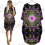 Colorful Mandala Fractal Pattern Trippy SED-1031 Batwing Pocket Dress