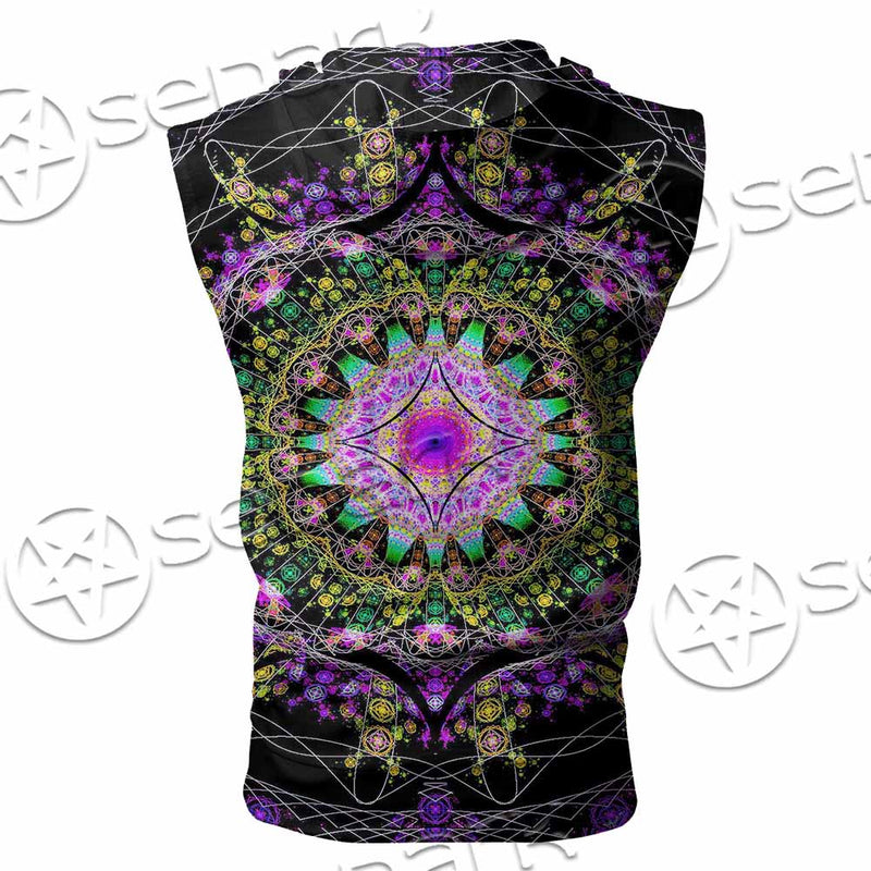 Colorful Mandala Fractal Pattern Trippy SED-1031 Zip Sleeveless Hoodie