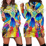 Abstract Crazy Skull SED-1034 Hoodie Dress