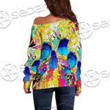 Abstract Crazy Skull SED-1034 Off Shoulder Sweaters