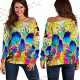 Abstract Crazy Skull SED-1034 Off Shoulder Sweaters
