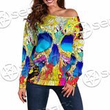 Abstract Crazy Skull SED-1034 Off Shoulder Sweaters