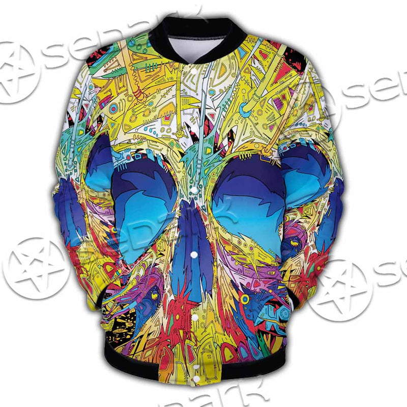 Abstract Crazy Skull SED-1034 Button Jacket