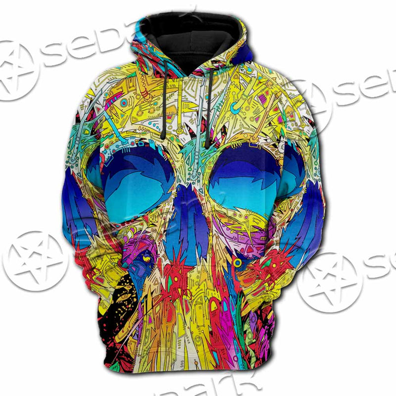Abstract Crazy Skull SED-1034 Hoodie & Zip Hoodie Raglan