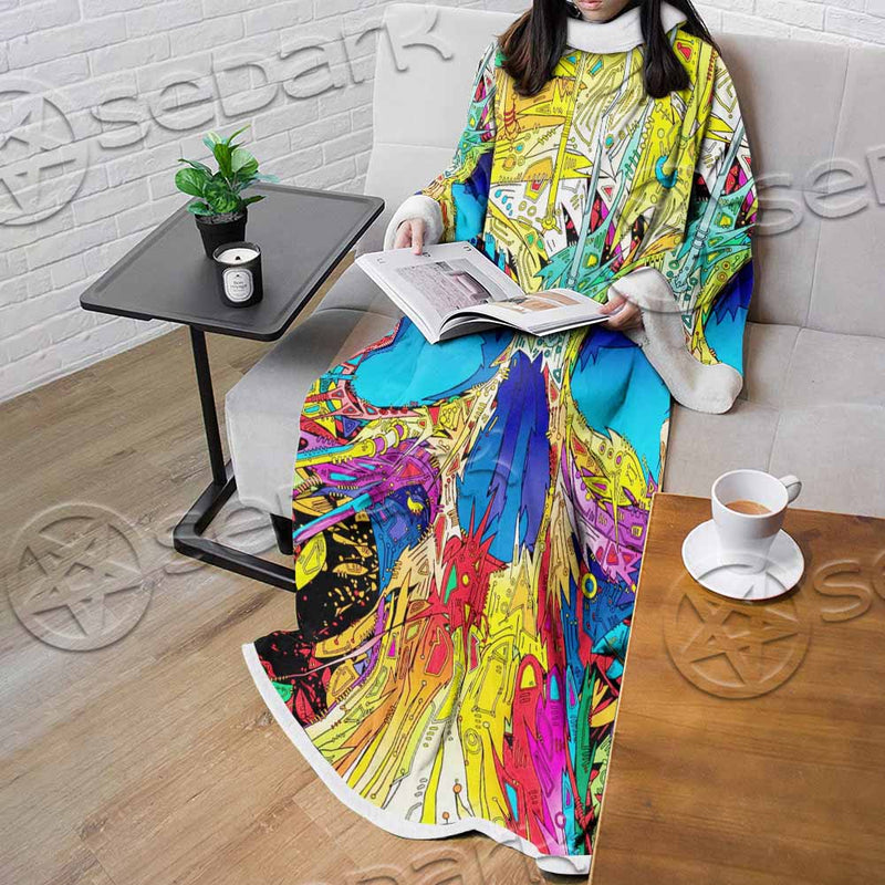 Abstract Crazy Skull SED-1034 Sleeved Blanket