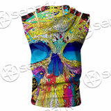 Abstract Crazy Skull SED-1034 Zip Sleeveless Hoodie