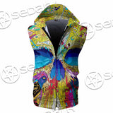 Abstract Crazy Skull SED-1034 Zip Sleeveless Hoodie