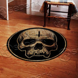 Satan Skull Inverted Cross SED-1037 Round Carpet