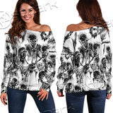 Berserk Creatures Battle Black White SED-1043 Off Shoulder Sweaters
