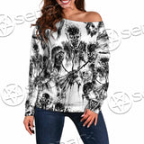 Berserk Creatures Battle Black White SED-1043 Off Shoulder Sweaters