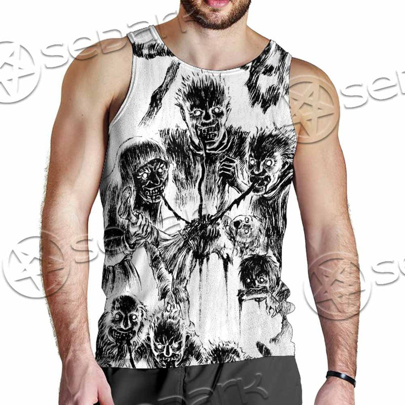Berserk Creatures Battle Black White SED-1043 Men Tank-tops