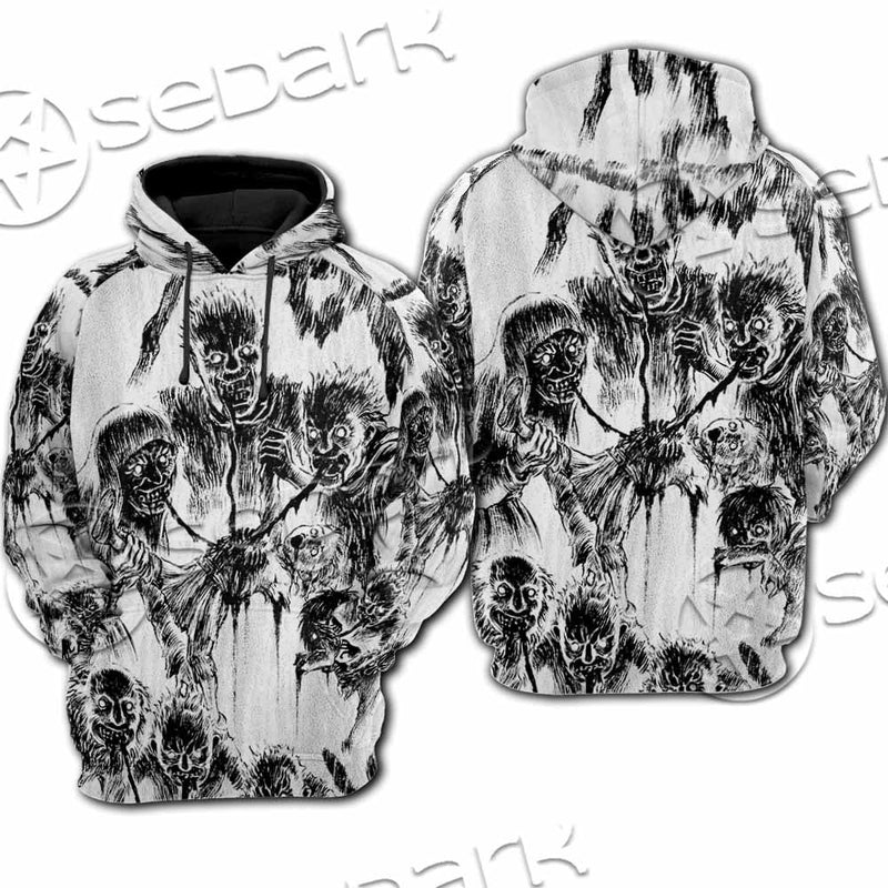 Berserk Creatures Battle Black White SED-1043 Hoodie & Zip Hoodie Raglan