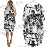 Berserk Creatures Battle Black White SED-1043 Batwing Pocket Dress