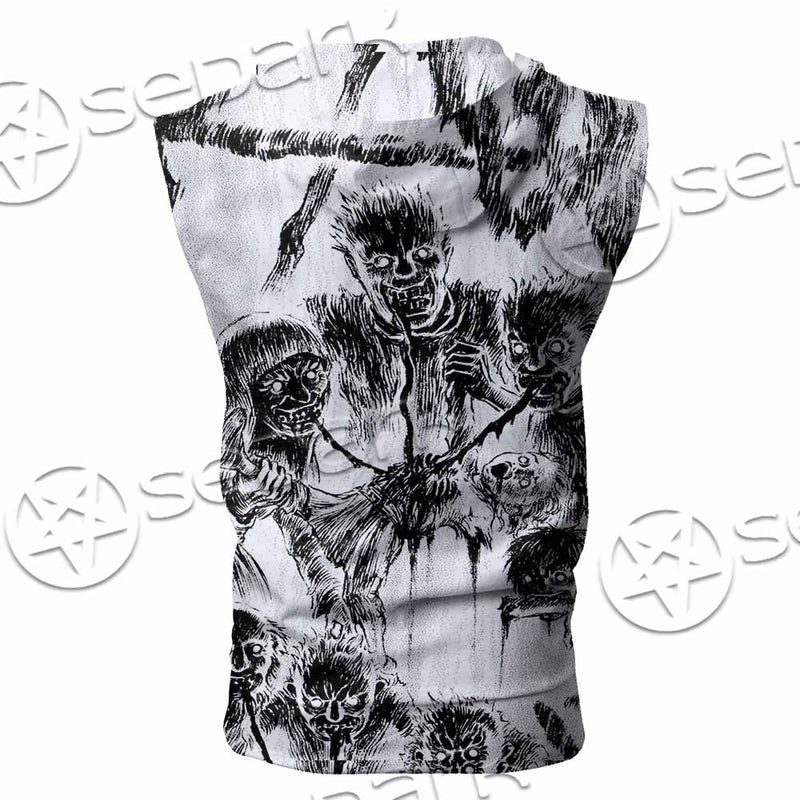 Berserk Creatures Battle Black White SED-1043 Zip Sleeveless Hoodie