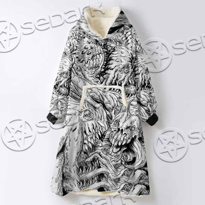 Berserk Blackwhite SED-1045 Oversized Sherpa Blanket Hoodie