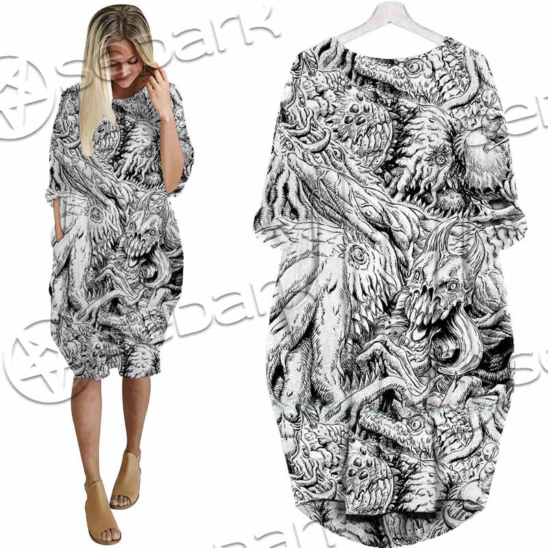 Berserk Blackwhite SED-1045 Batwing Pocket Dress