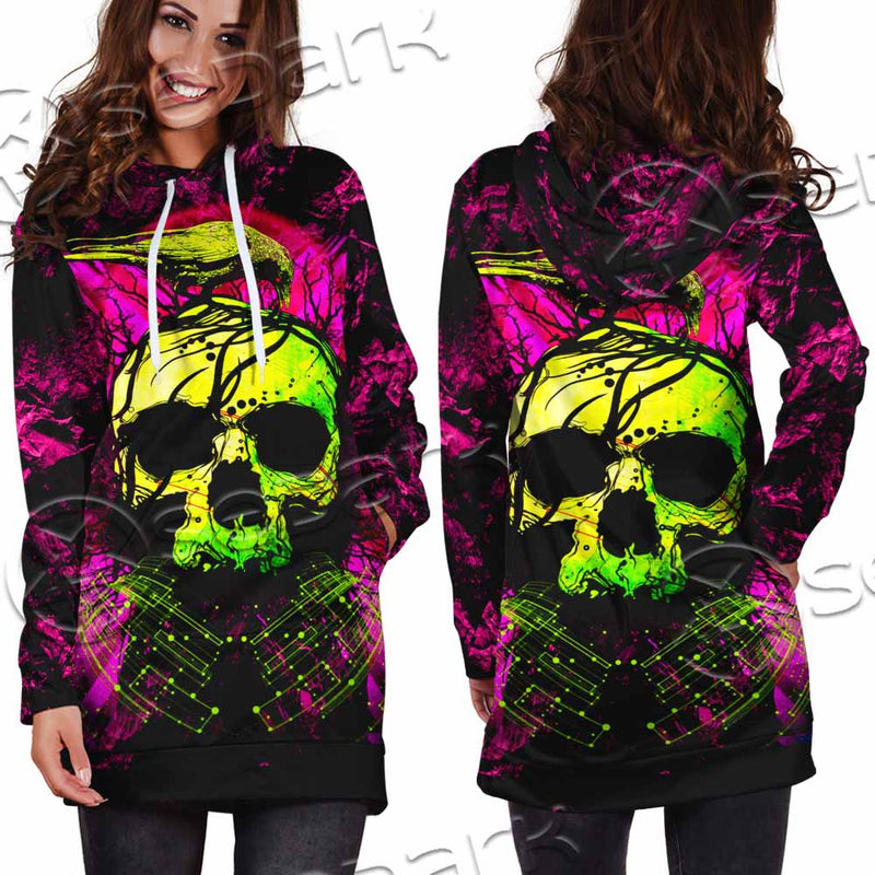 Psychedelic Creepy Skull SED-1046 Hoodie Dress