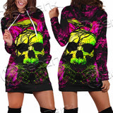 Psychedelic Creepy Skull SED-1046 Hoodie Dress