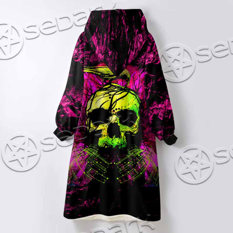 Psychedelic Creepy Skull SED-1046 Oversized Sherpa Blanket Hoodie