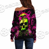 Psychedelic Creepy Skull SED-1046 Off Shoulder Sweaters