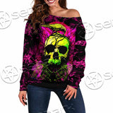 Psychedelic Creepy Skull SED-1046 Off Shoulder Sweaters
