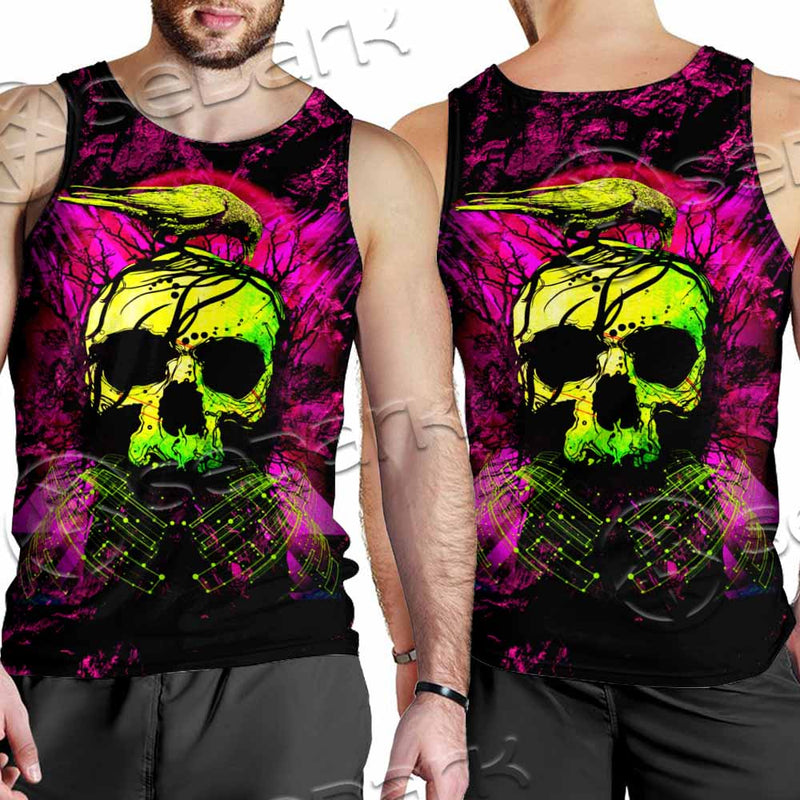 Psychedelic Creepy Skull SED-1046 Men Tank-tops