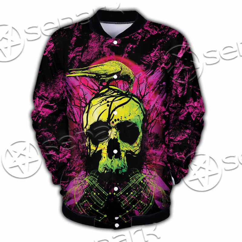 Psychedelic Creepy Skull SED-1046 Button Jacket