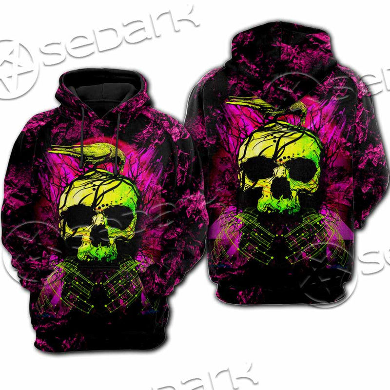 Psychedelic Creepy Skull SED-1046 Hoodie & Zip Hoodie Raglan