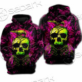 Psychedelic Creepy Skull SED-1046 Hoodie & Zip Hoodie Raglan