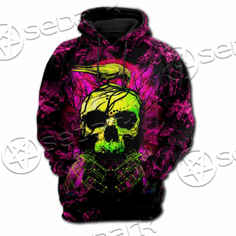 Psychedelic Creepy Skull SED-1046 Hoodie & Zip Hoodie Raglan