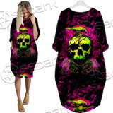 Psychedelic Creepy Skull SED-1046 Batwing Pocket Dress
