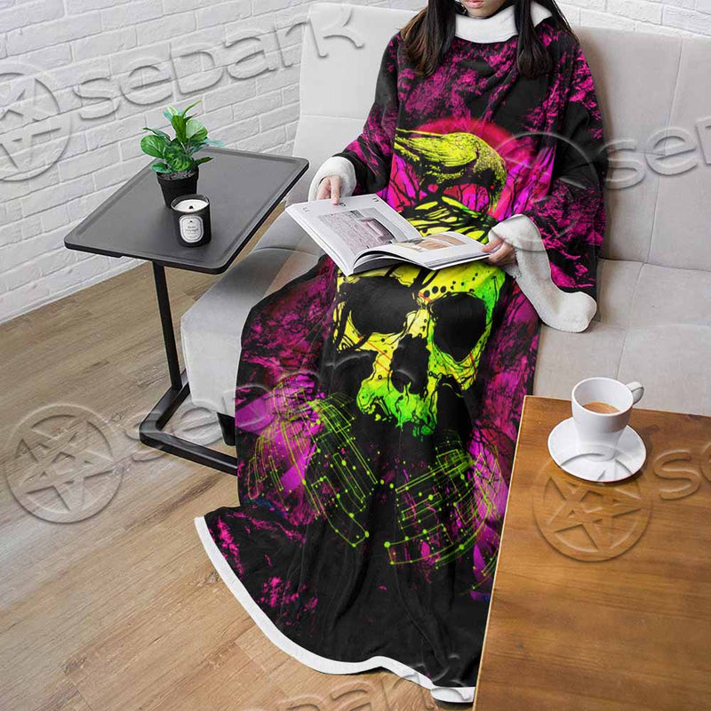 Psychedelic Creepy Skull SED-1046 Sleeved Blanket
