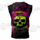 Psychedelic Creepy Skull SED-1046 Zip Sleeveless Hoodie