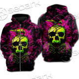 Psychedelic Creepy Skull SED-1046 Hoodie & Zip Hoodie Raglan