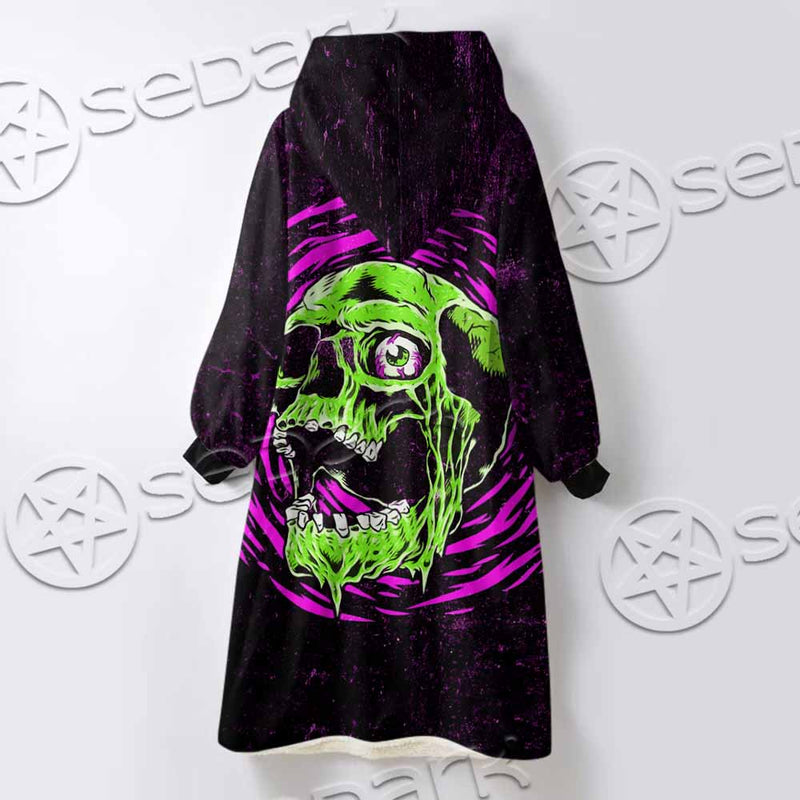Psychedelic Horror Skull SED-1047 Oversized Sherpa Blanket Hoodie