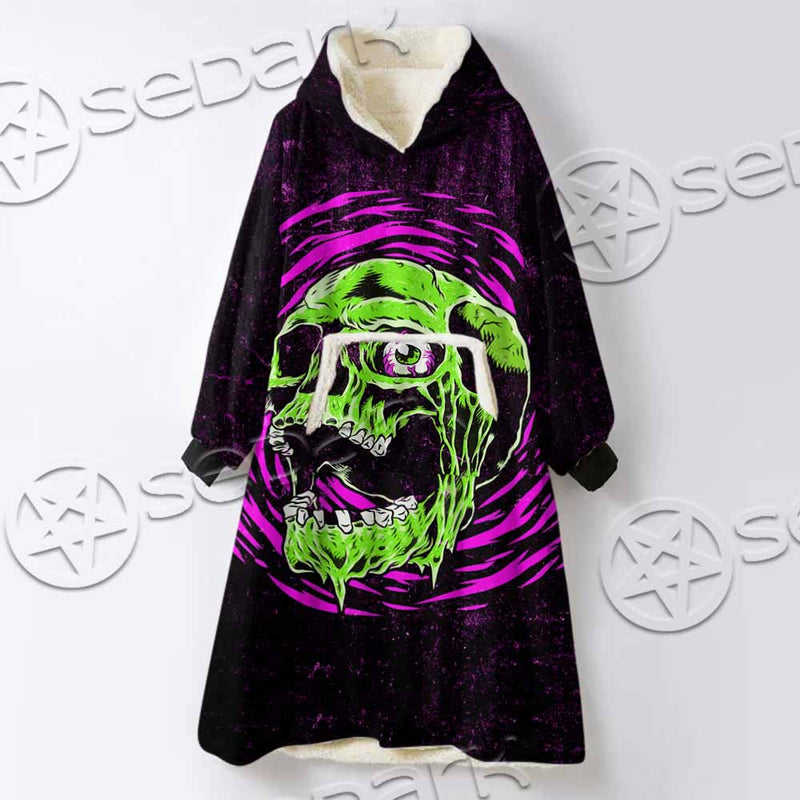 Psychedelic Horror Skull SED-1047 Oversized Sherpa Blanket Hoodie