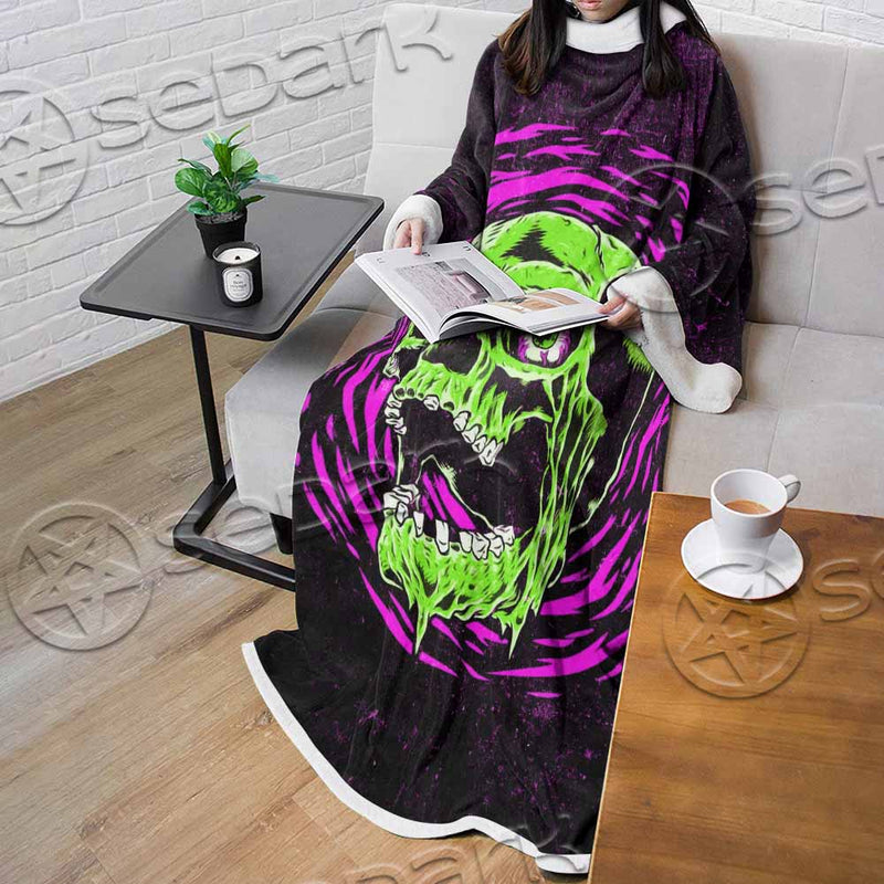 Psychedelic Horror Skull SED-1047 Sleeved Blanket