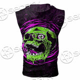 Psychedelic Horror Skull SED-1047 Zip Sleeveless Hoodie