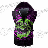 Psychedelic Horror Skull SED-1047 Zip Sleeveless Hoodie